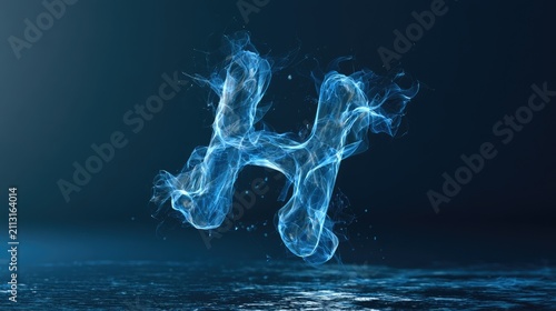 Blue Smoke Forming the Shape of a Letters H Over Dark Background
