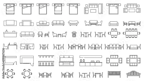 Hospitality Furniture CAD Blocks Architecture Vector Hotel Restaurant Collection Set