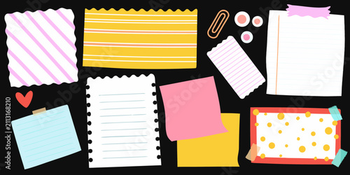 Scrapbook Paper Collection With Hand Drawn Elements Vector Illustration