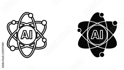 Obraz na płótnie Artificial Intelligence Atom Symbol Icons Representing Scientific Innovation and