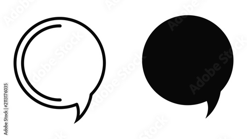 Slika na platnu Minimalist Black and White Speech Bubble Icons Vector Outline Illustration