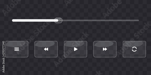 Cuadro en lienzo Transparent glassmorphism video player interface ui kit with slider and control