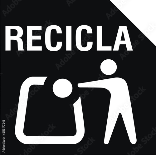 Recicla Black Recycling Spanish Symbol Icon For Packaging Design