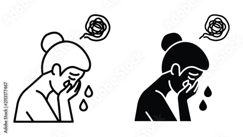Stressed Business People Holding Coins with Money Falling Illustration Line Art