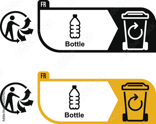 Triman Recycling France Label Plastic Bottle Industry Icon Sign
