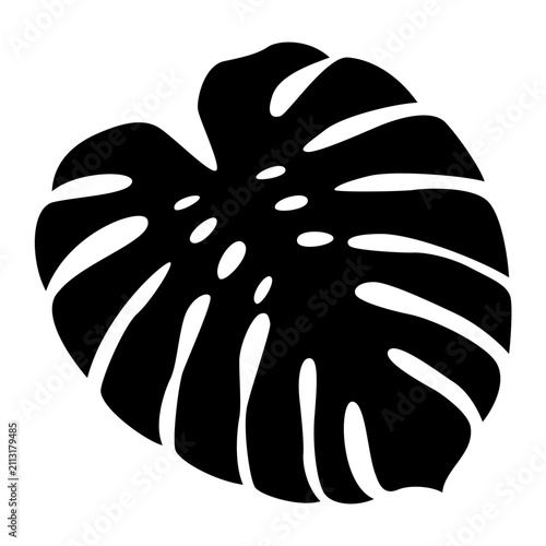Monstera Leaf Silhouette Tropical Vector Icon