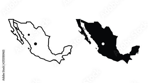Foto Silhouette Outline of Two Adjacent Landmasses in Minimalist Line Art Style