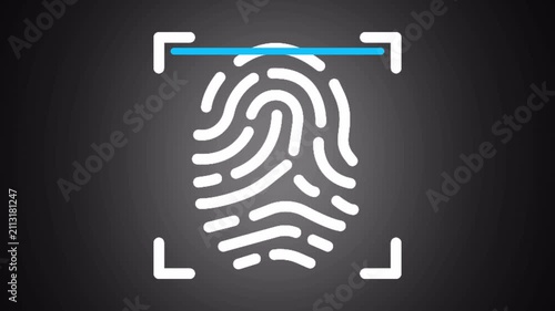 Minimal White Biometric Fingerprint Scanner Motion Graphic, White Fingerprint Recognition Animation for Secure Digital Access