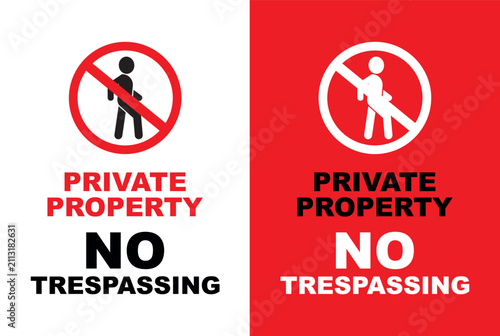 Foto No trespassing sign on white background