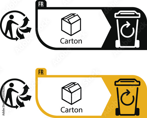 Triman France Recycling Label Carton Cardboard Icon For Packaging Symbol Sign