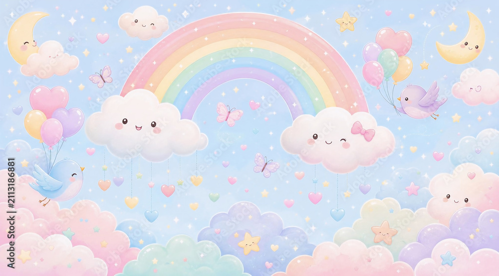 Obraz premium Cute Pastel Rainbow Dream Background
