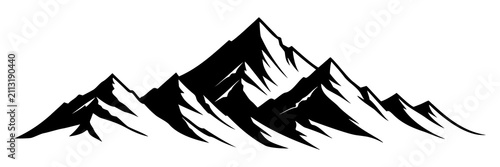 Silhouette mountain range isolated on white background, vector design