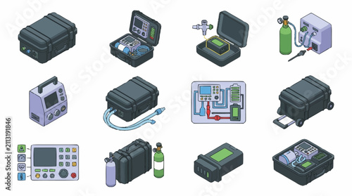 Принти на полотні Isometric illustration of various electronic devices and gadgets.