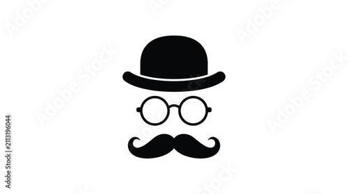 Bild auf Leinwand Minimalist black vector graphic illustration featuring a classic bowler hat with