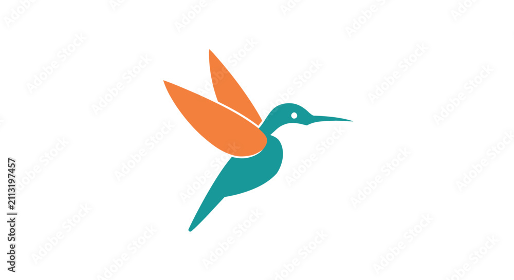 Obraz premium A minimalist graphic illustration of a small flying bird in flight