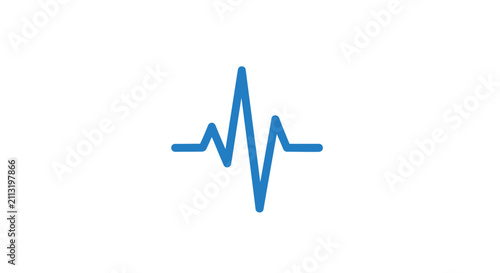 A simple blue heartbeat line icon isolated on a clean white background