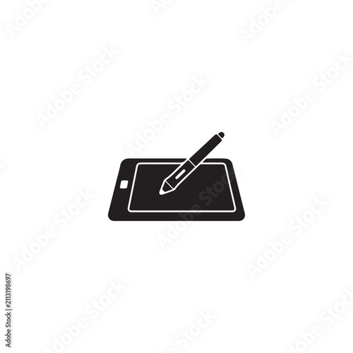 Graphic drawing tablet with stylus pen icon