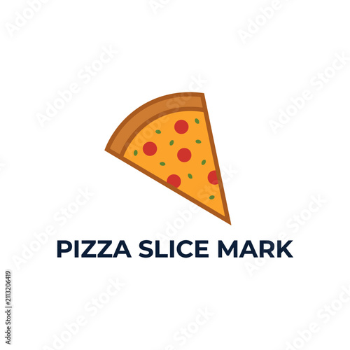 A simple flat vector illustration of a single slice of cheesy pizza