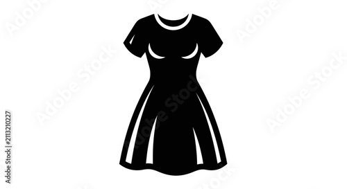 A simple black silhouette icon of a casual summer dress on a white background