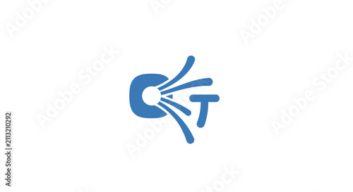 A simple blue abstract icon design isolated on a clean white background