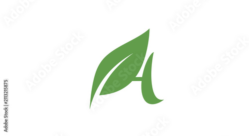 A simple green leaf icon isolated on a clean white background