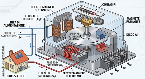Contatore elettrico a induzione per circuito monofase