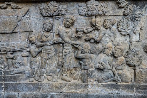 Obraz na płótnie Stone relief carvings at Borobudur Temple