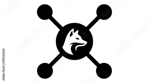 Fox head icon within node network structure.