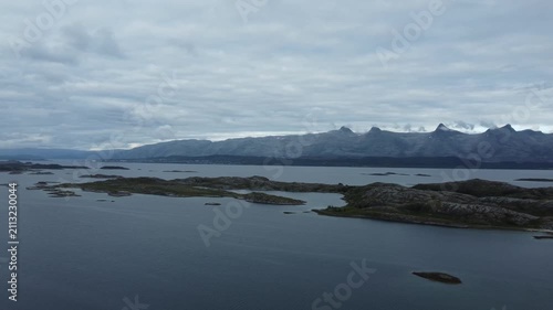 Looking at islands and mountains by the water in Norway