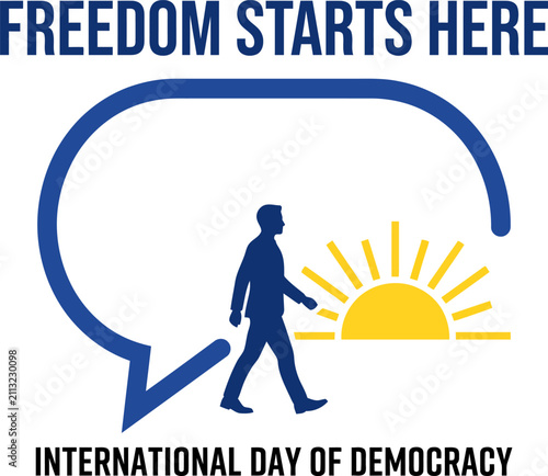 Foto Conceptual illustration for international democracy day featuring a person walki
