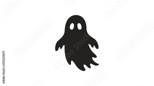 Foto Helloween Minimalist black ghost silhouette vector, spooky Halloween phantom ico