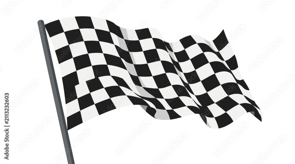 Fototapeta premium Waving checkered flag isolated on a white background for racing concept.