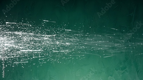 Abstract Emerald Forest Green Background with Metallic Silver Splash Sparkle Line Texture