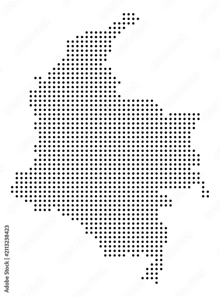 Obraz premium Black Dot Colombia Map American Country