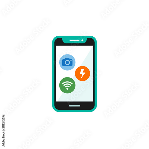 A modern smartphone displays various digital application icons on screen