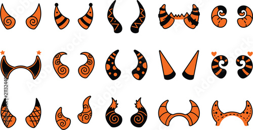 Konstfotografi Collection of various decorative devil horns for halloween costumes and fantasy