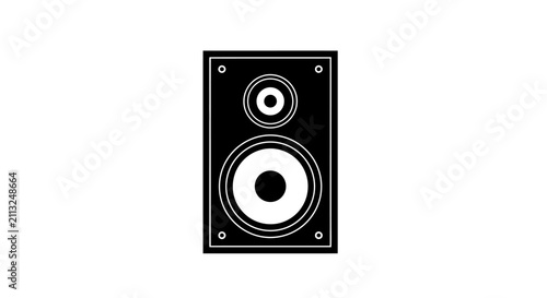Canvastavla Black speaker with two drivers and mounting holes a flat silhouette audio sound