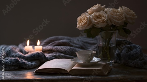 Cozy antique still life evokes warmth a quiet moment of peaceful relaxation and nostalgic beauty