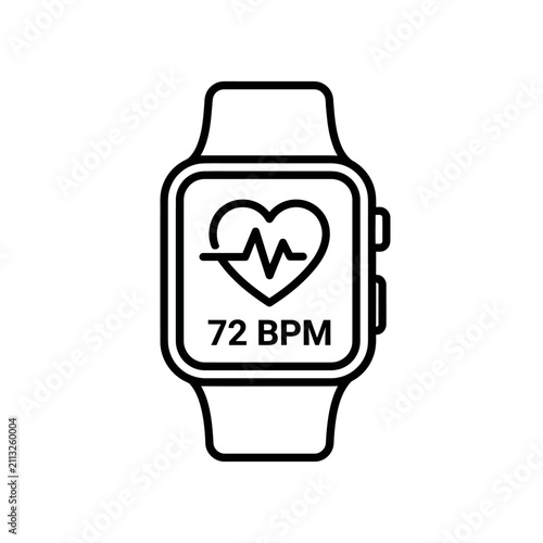 A smart watch icon with heart rate monitor in line