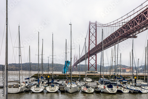 Lisbon bridge and marina, Portugal