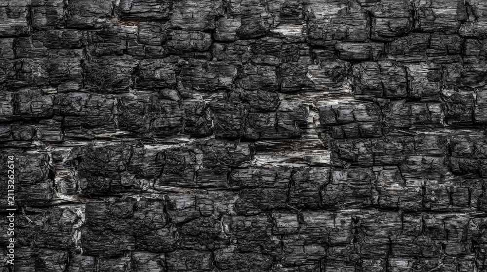 Fototapeta premium Detailed macro photograph of charred wood texture