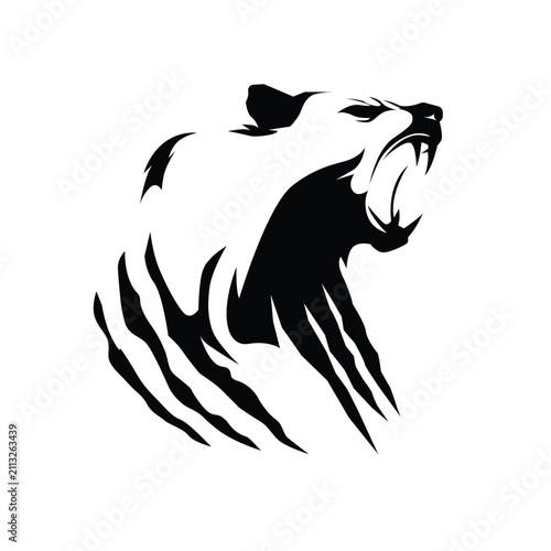 Aggressive Roaring Bear Tribal Mascot Vector Illustration