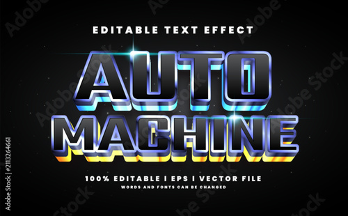 Editable auto machine 3d vector text effect. with modern style design