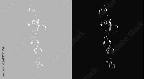 Bild auf Leinwand Underwater Air Bubbles Rising Isolated on grey and black Background