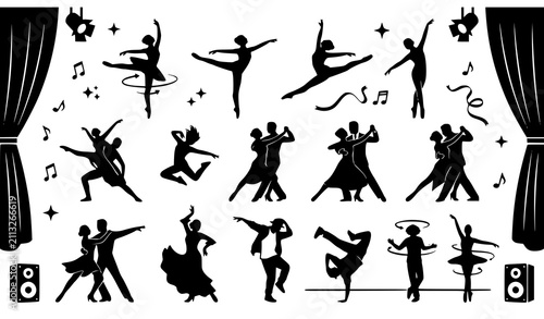 Konstfotografi Dynamic Dance Silhouette Vector Pack Male and Female Performing Arts Collection