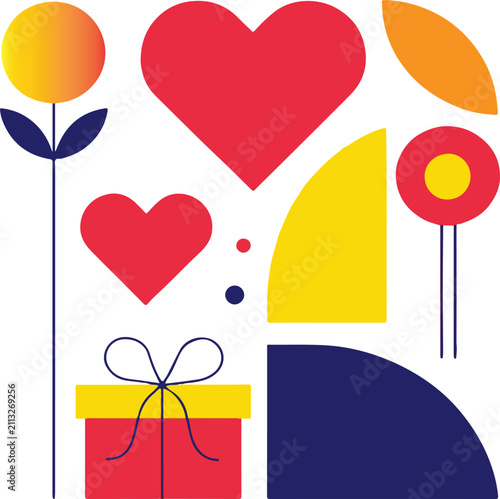Love and Gift Elements Collection – Valentine's Day Flat Vector Illustration Set
