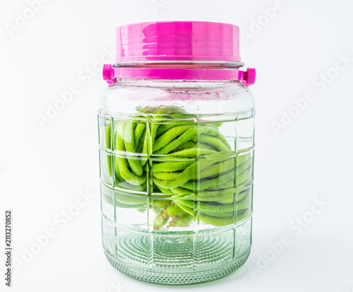 Canvastavla Making Sour Long Beans: Blanching and Sealing in a Glass Jar