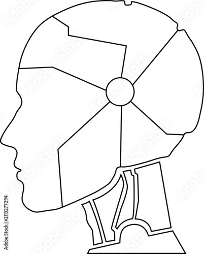 Futuristic Robot Head Profile Line Art Vector Illustration Concept