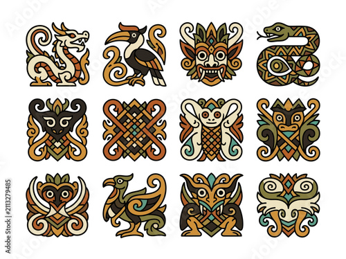 Tribal Art Motifs: Mythical Creatures and Ornate Designs