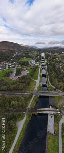Принти на полотні Neptunes Staircase at Banavie from the Sea Loch towards the Caledonian Canal and